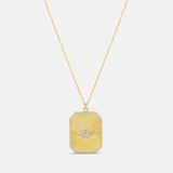 Fluted Rectangle Evil Eye Medallion Necklace