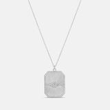 Fluted Rectangle Evil Eye Medallion Necklace