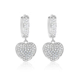 Pave Heart Dangling Earrings