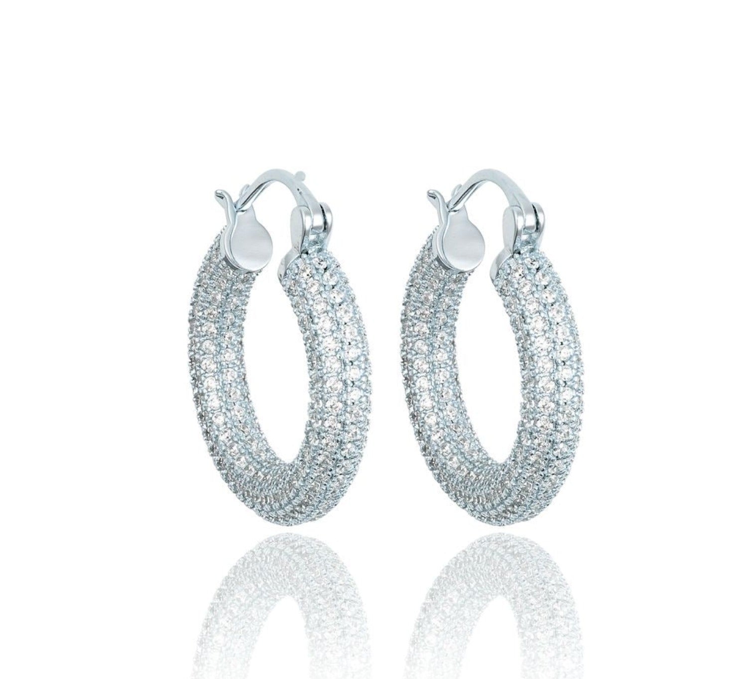 Thick Pave Hoops