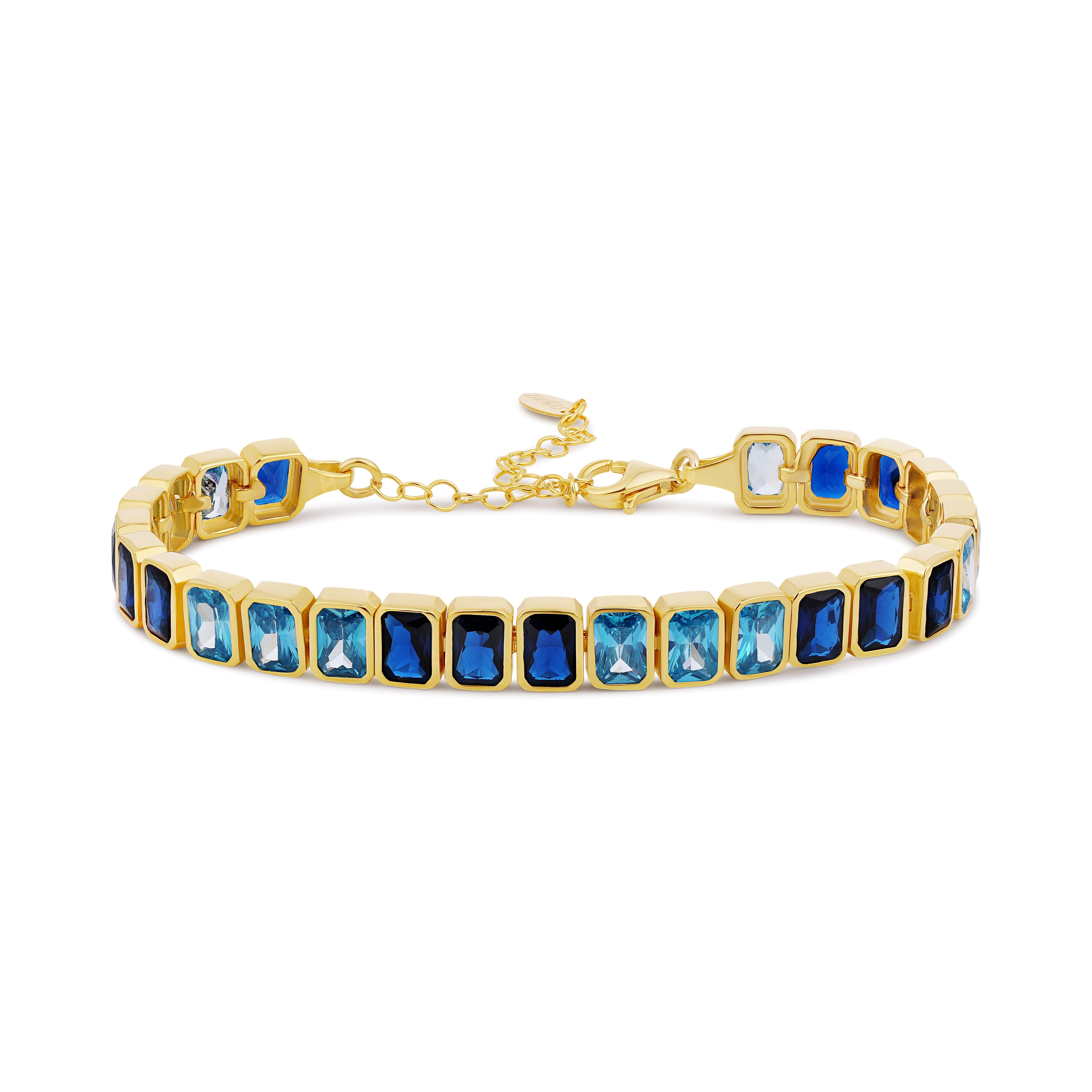 Bezel-Set Colored Emerald Tennis Bracelet
