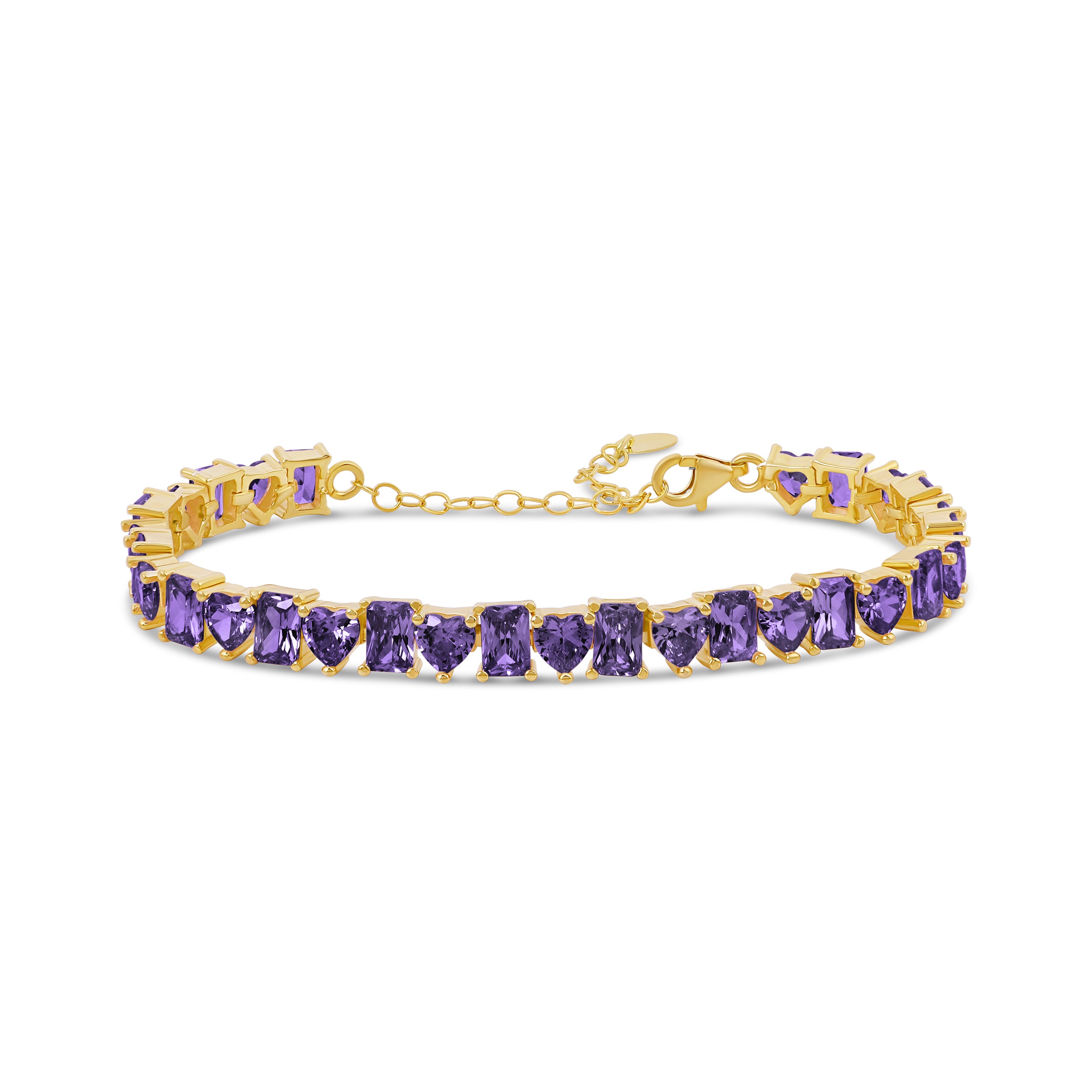 Heart and Emerald Shape Tennis Bracelet