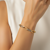 10mm Two Tone Oval Paper Clip Bracelet