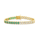 Bezel-Set Emerald Half Colored Tennis Bracelet