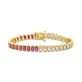 Bezel-Set Emerald Half Colored Tennis Bracelet