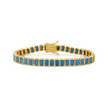 Bezel-Set Emerald Turquoise Tennis Bracelet