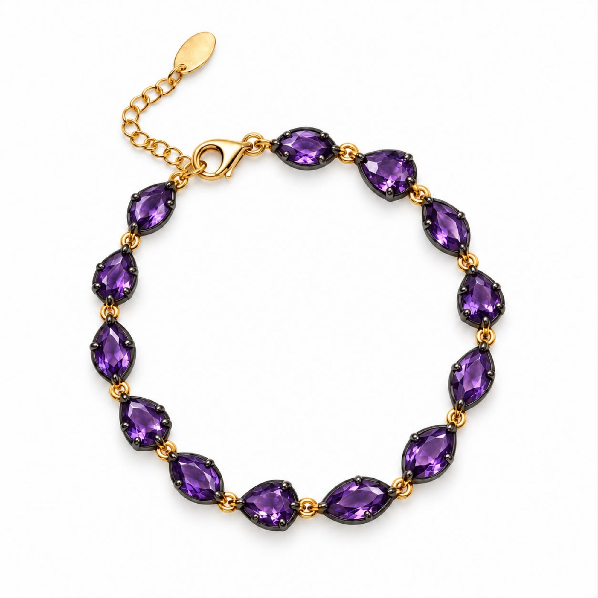 Marquise and Pear Black Rhodium Statement Bracelet