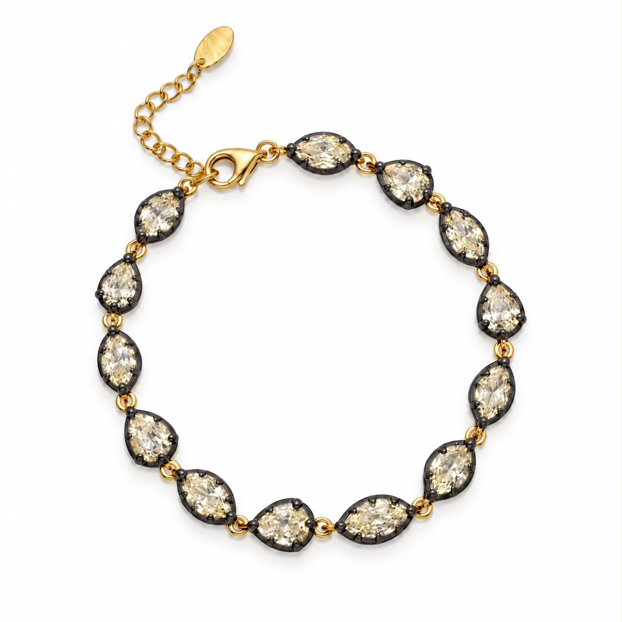 Marquise and Pear Black Rhodium Statement Bracelet