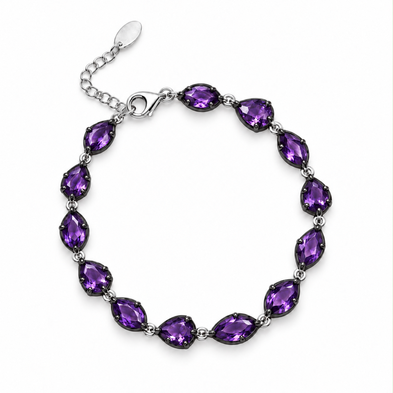 Marquise and Pear Black Rhodium Statement Bracelet