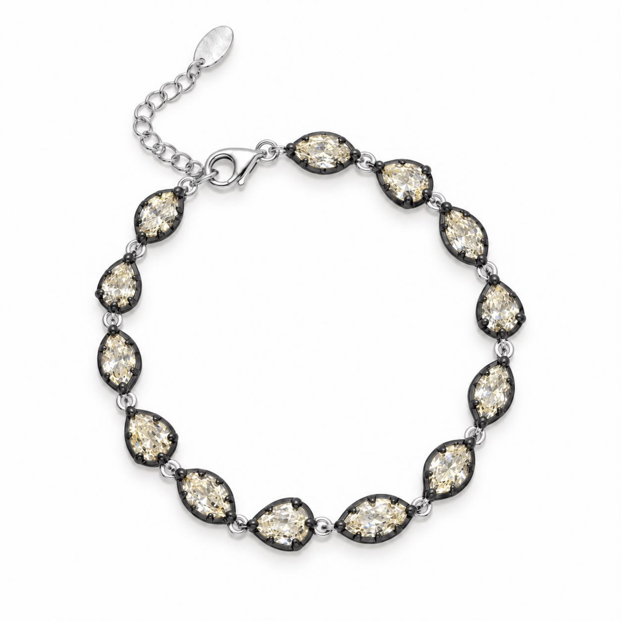 Marquise and Pear Black Rhodium Statement Bracelet