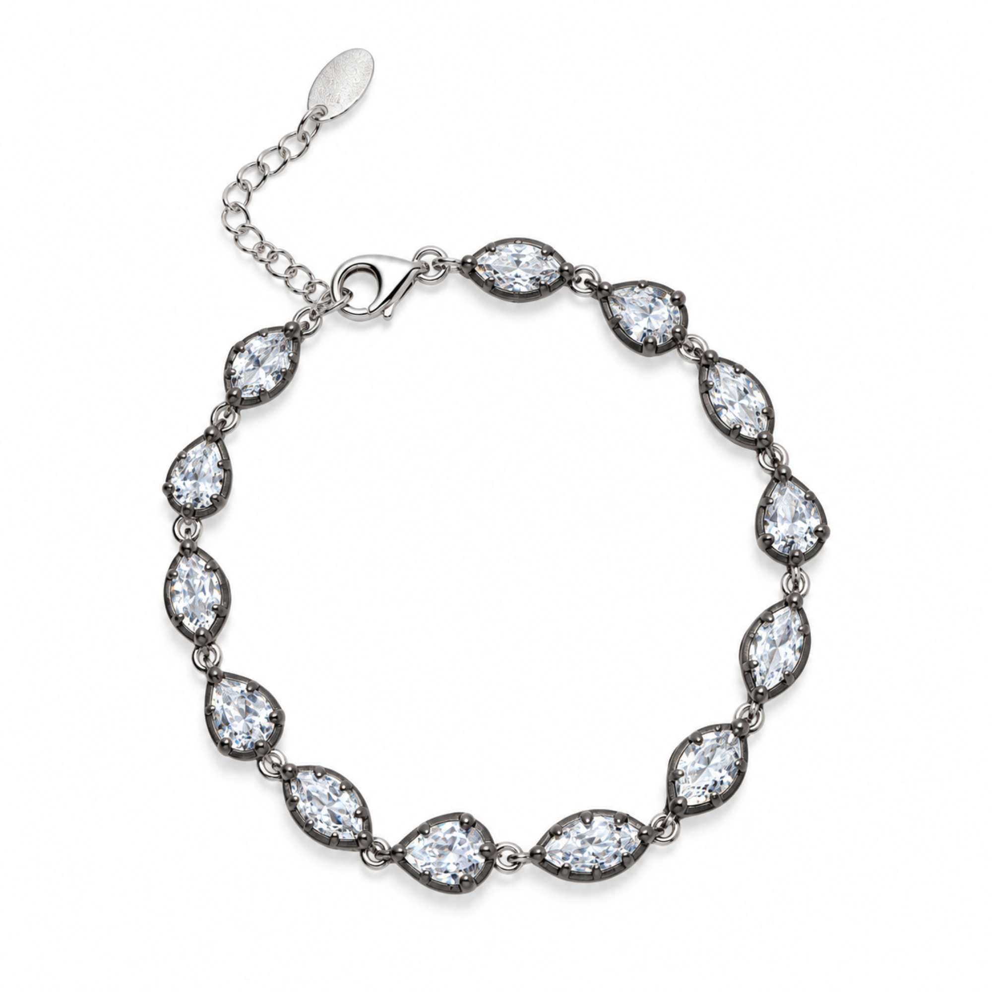 Marquise and Pear Black Rhodium Statement Bracelet