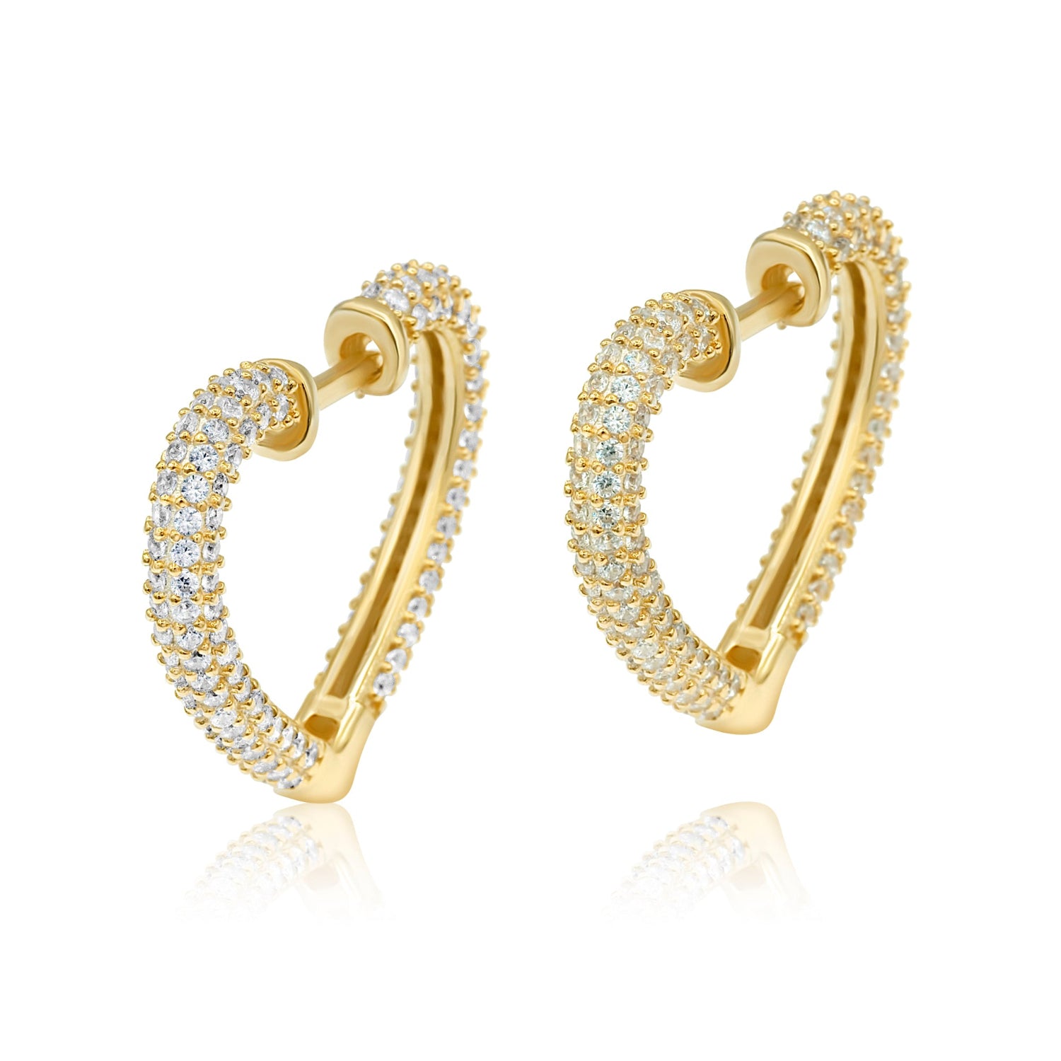 Open Heart Pave Hoops