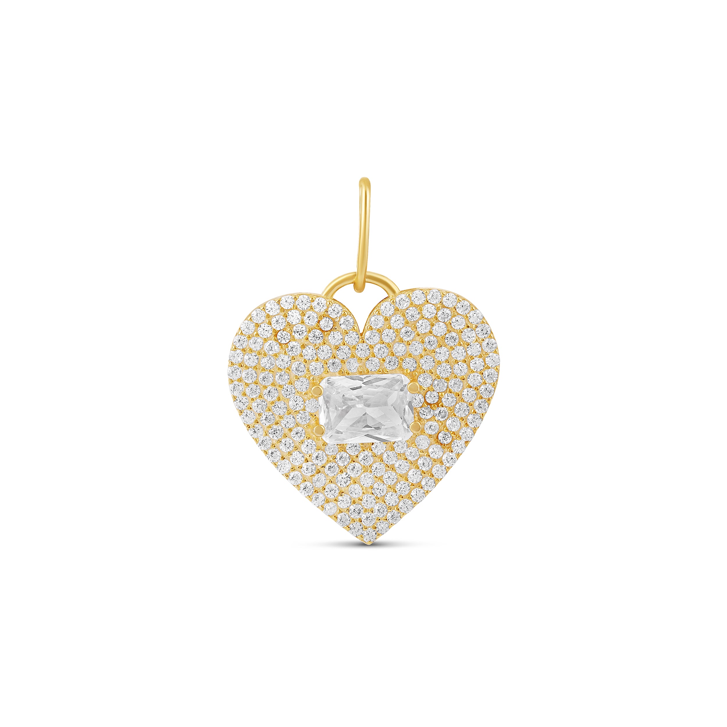Pave Heart & Stone Charm