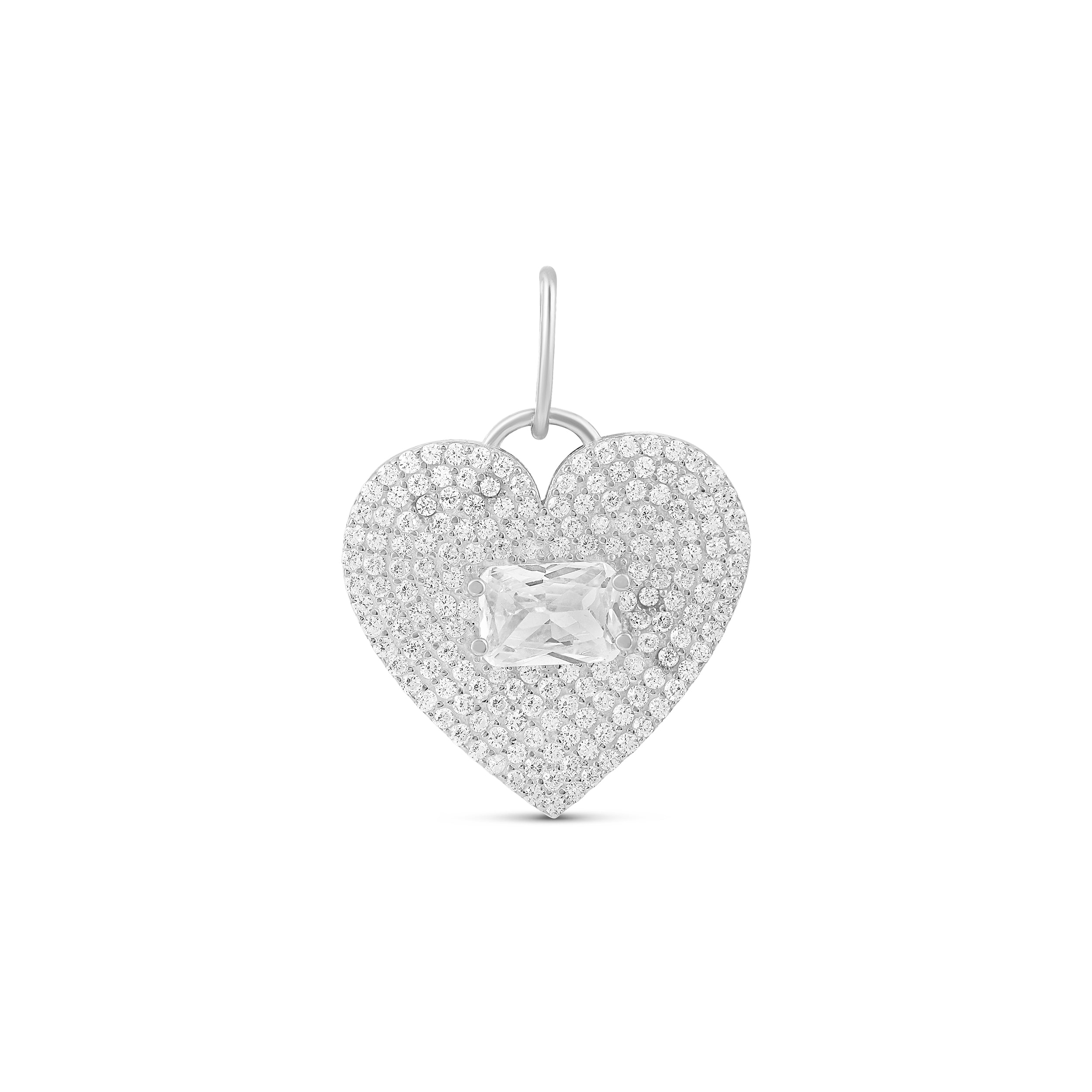 Pave Heart & Stone Charm