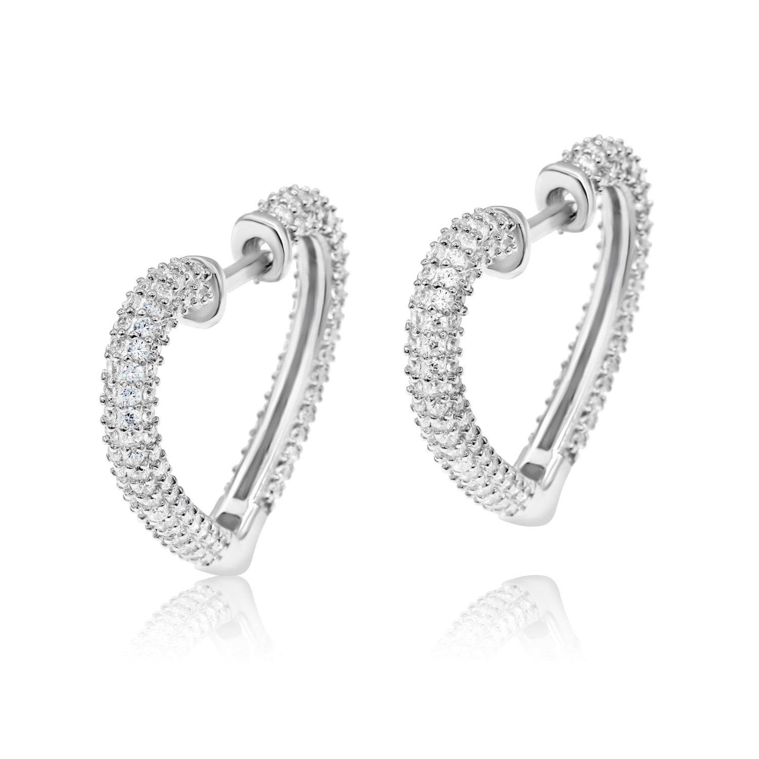 Open Heart Pave Hoops