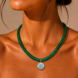 Green Onyx and Moonstone Charm Necklace