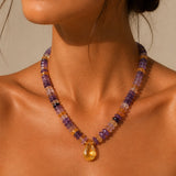 Citrine and Amethyst Drop Necklace
