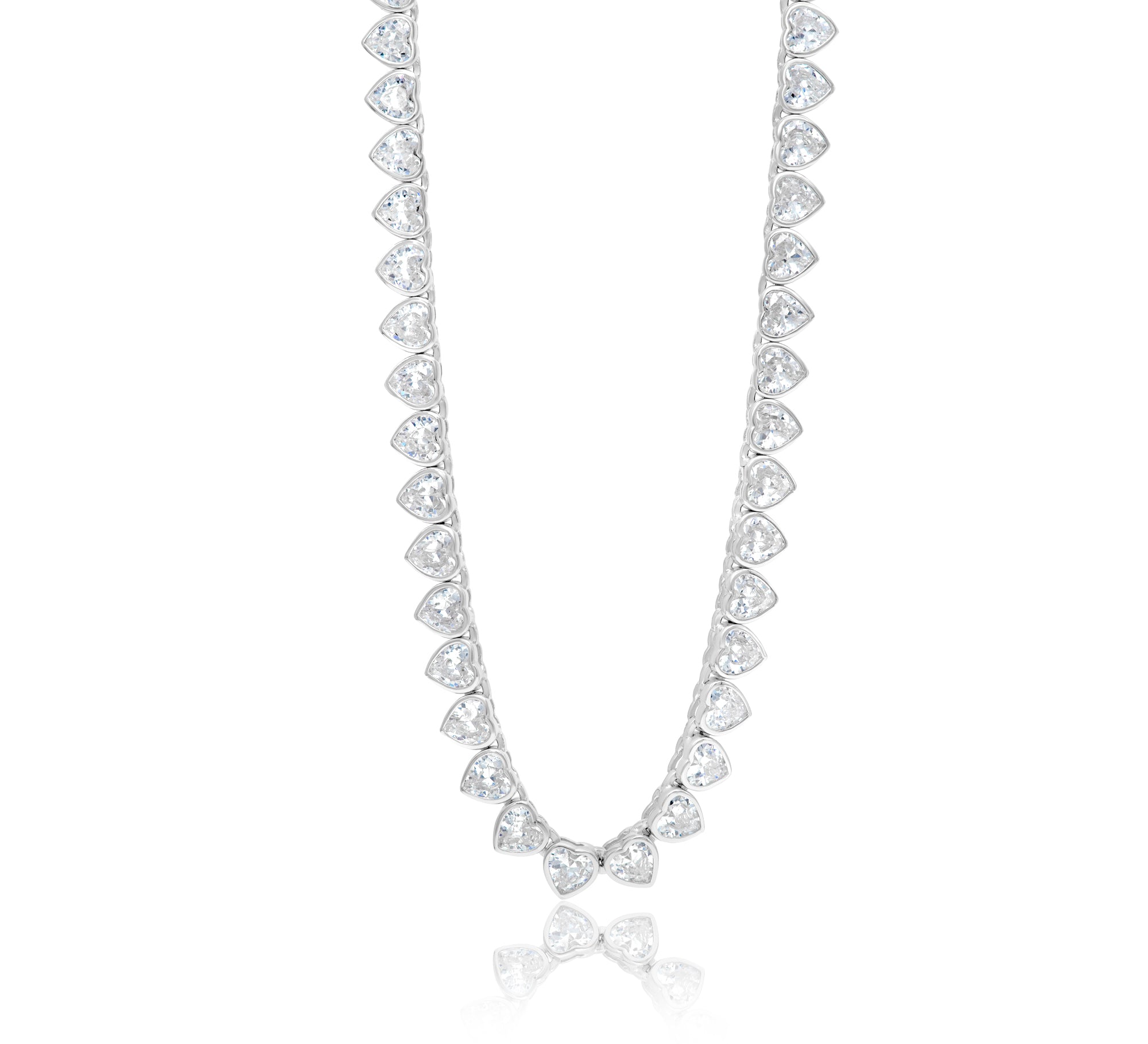 Bezel-Set Heart Tennis Necklace