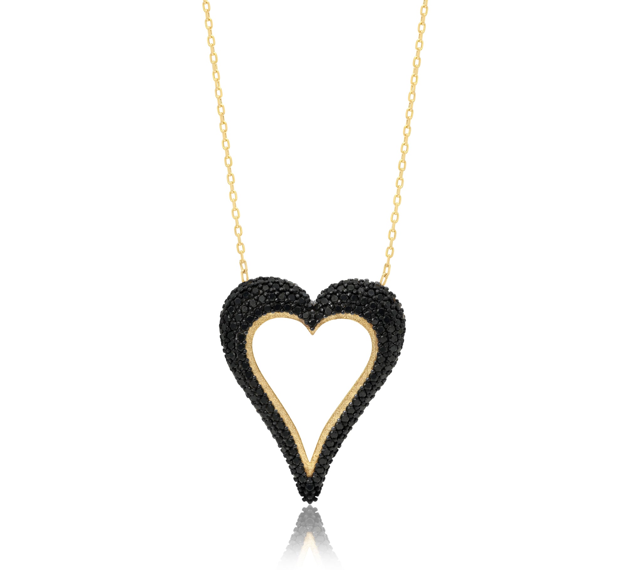 Pave Cutout Wide Heart Necklace