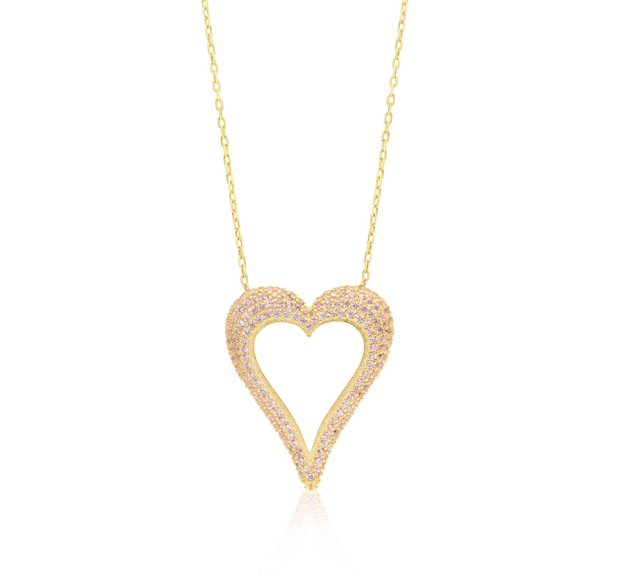 Pave Cutout Wide Heart Necklace