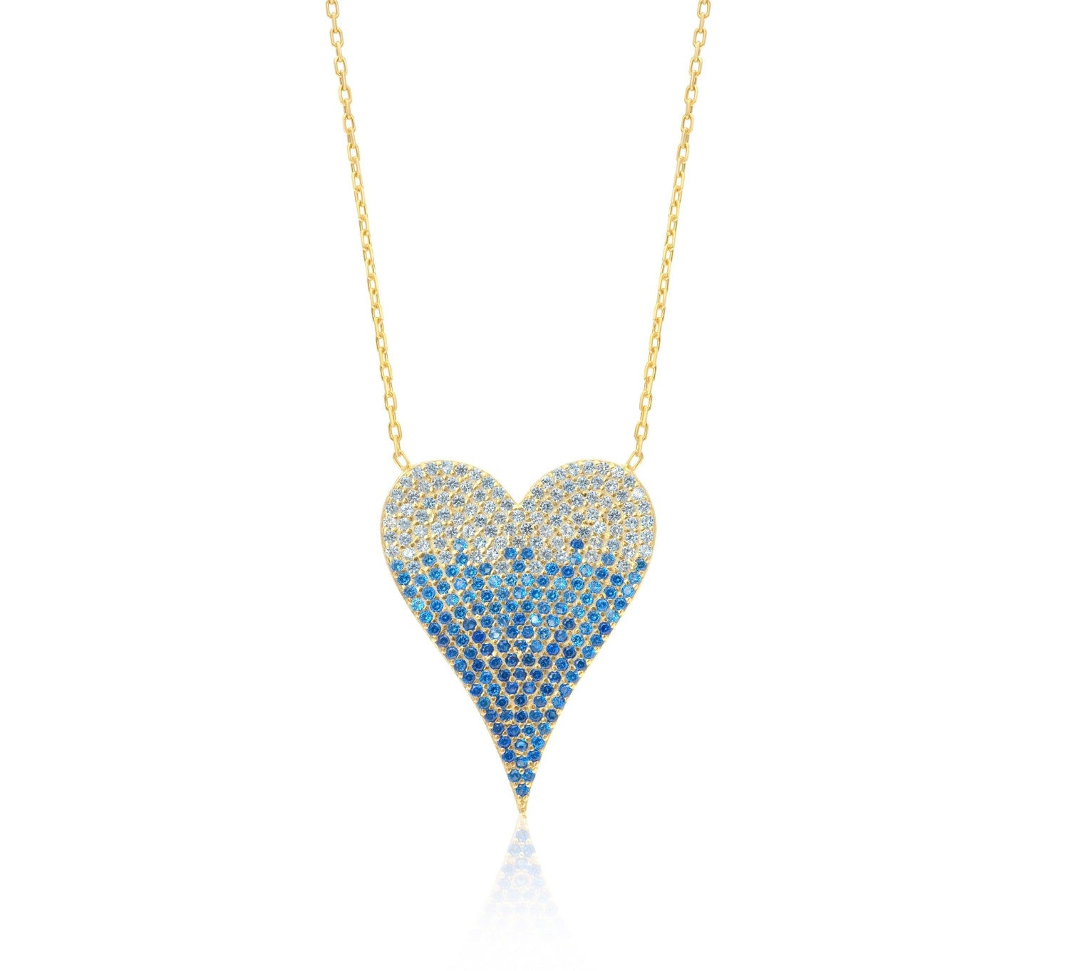 Large Pave Ombré Heart Necklace