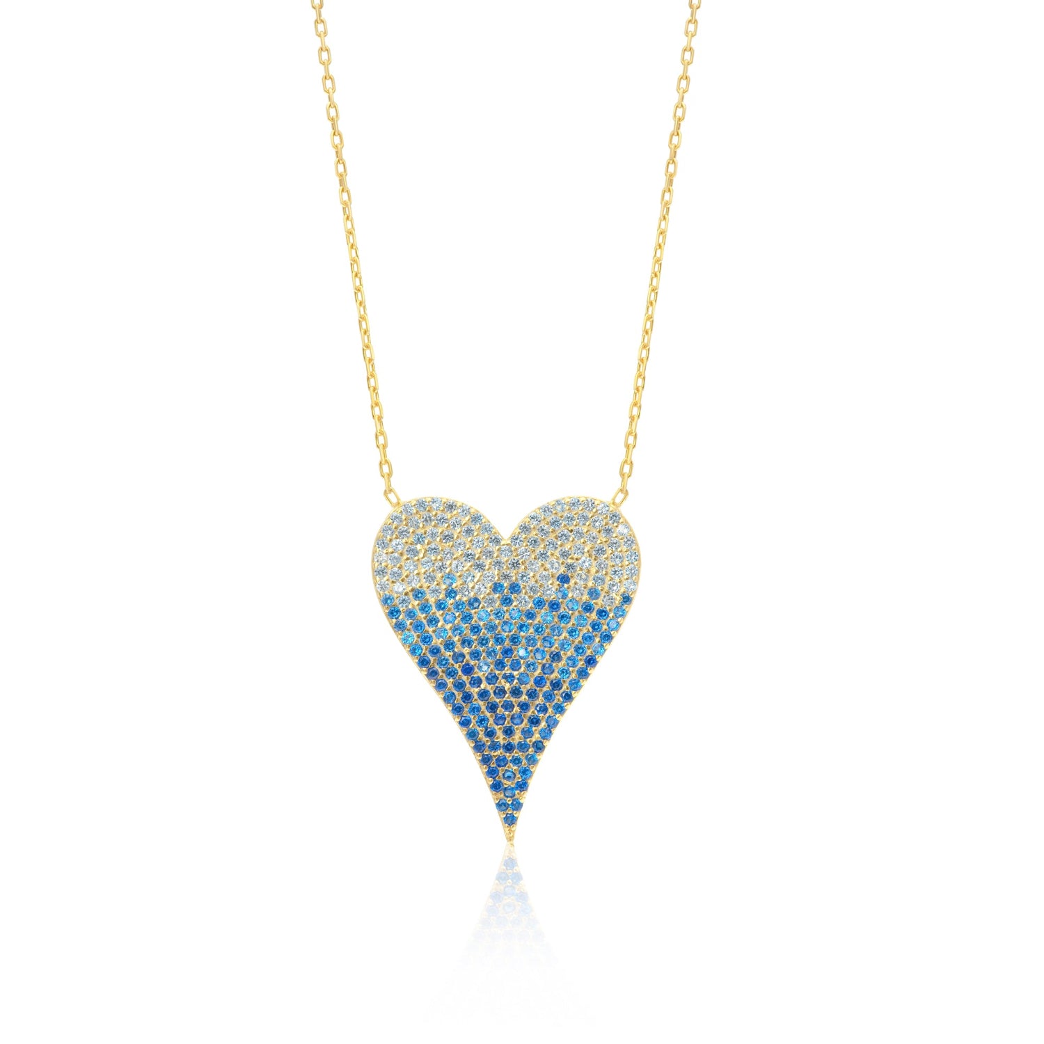 Large Pave Ombré Heart Necklace