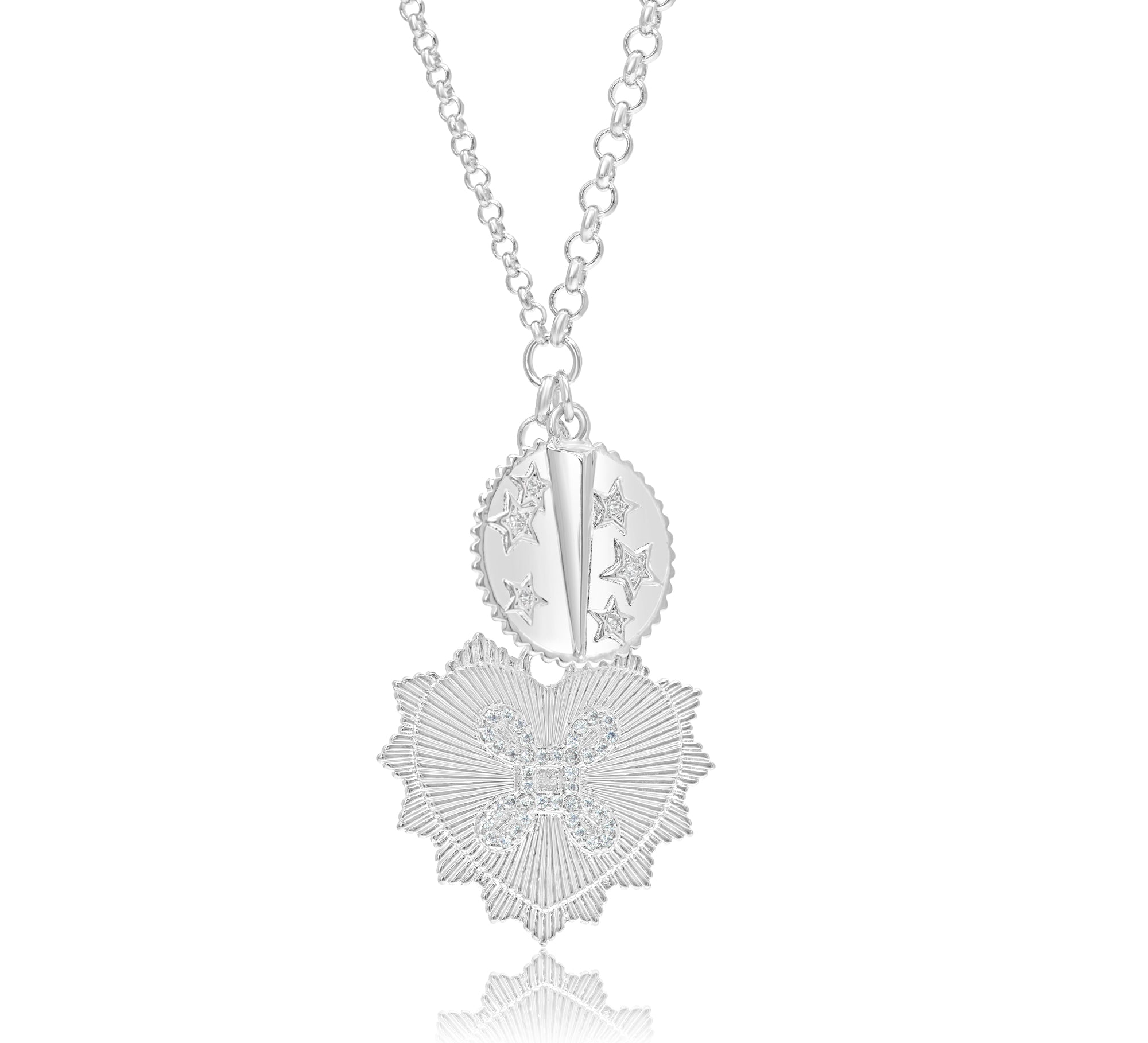 Fluted Heart Charm Necklace