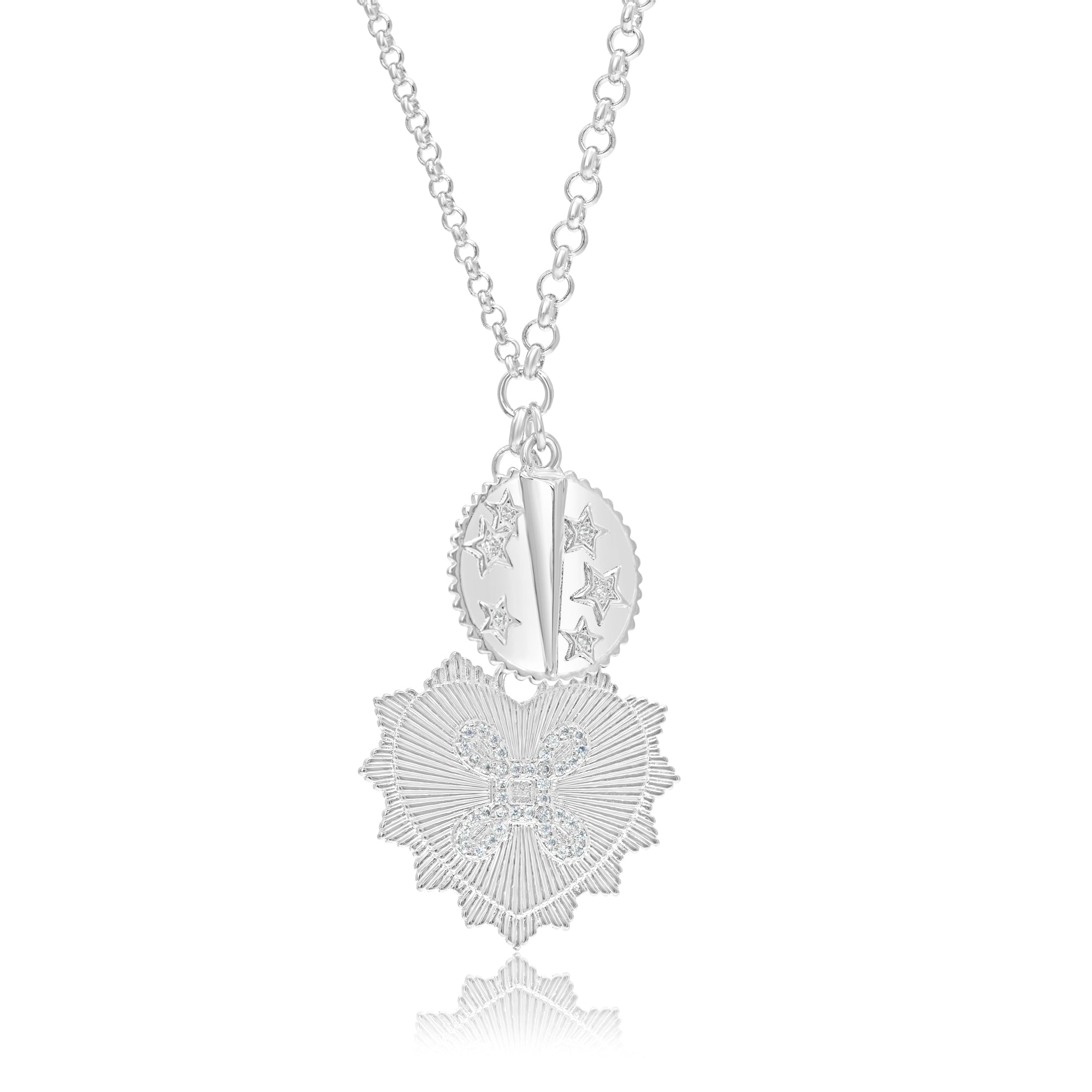 Fluted Heart Charm Necklace