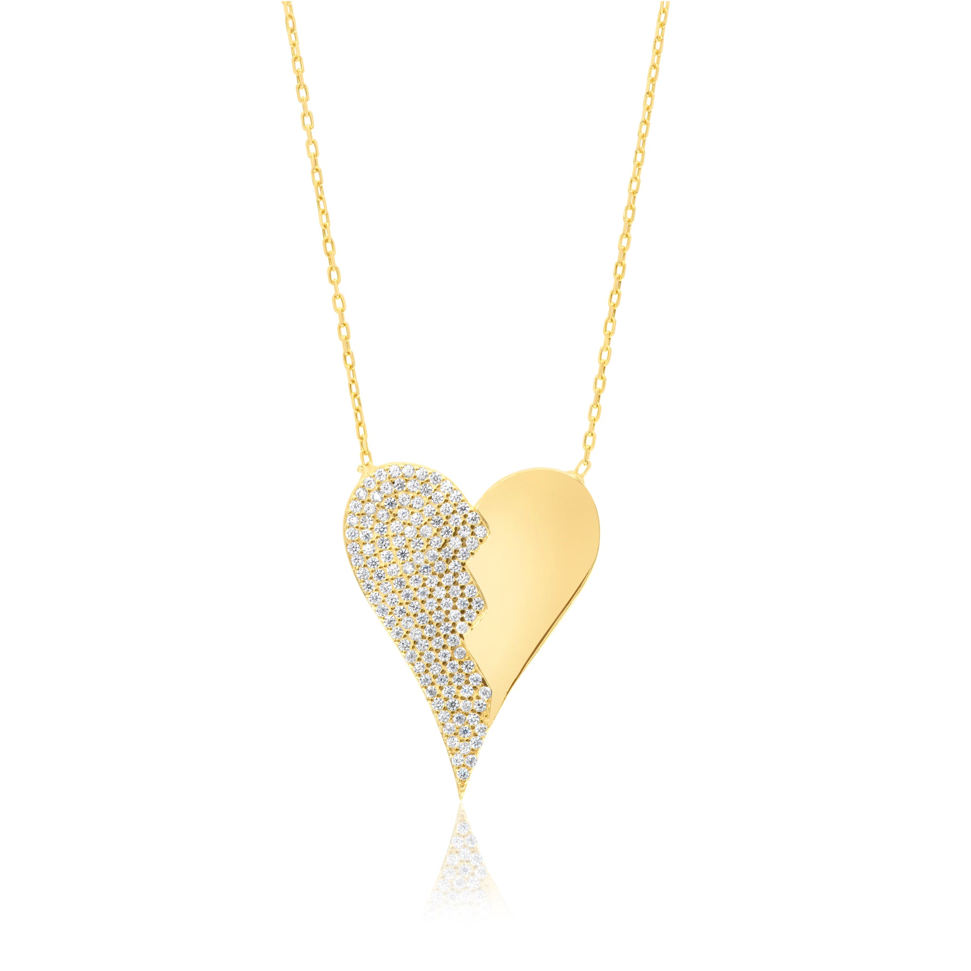 Half Pave Heart Necklace