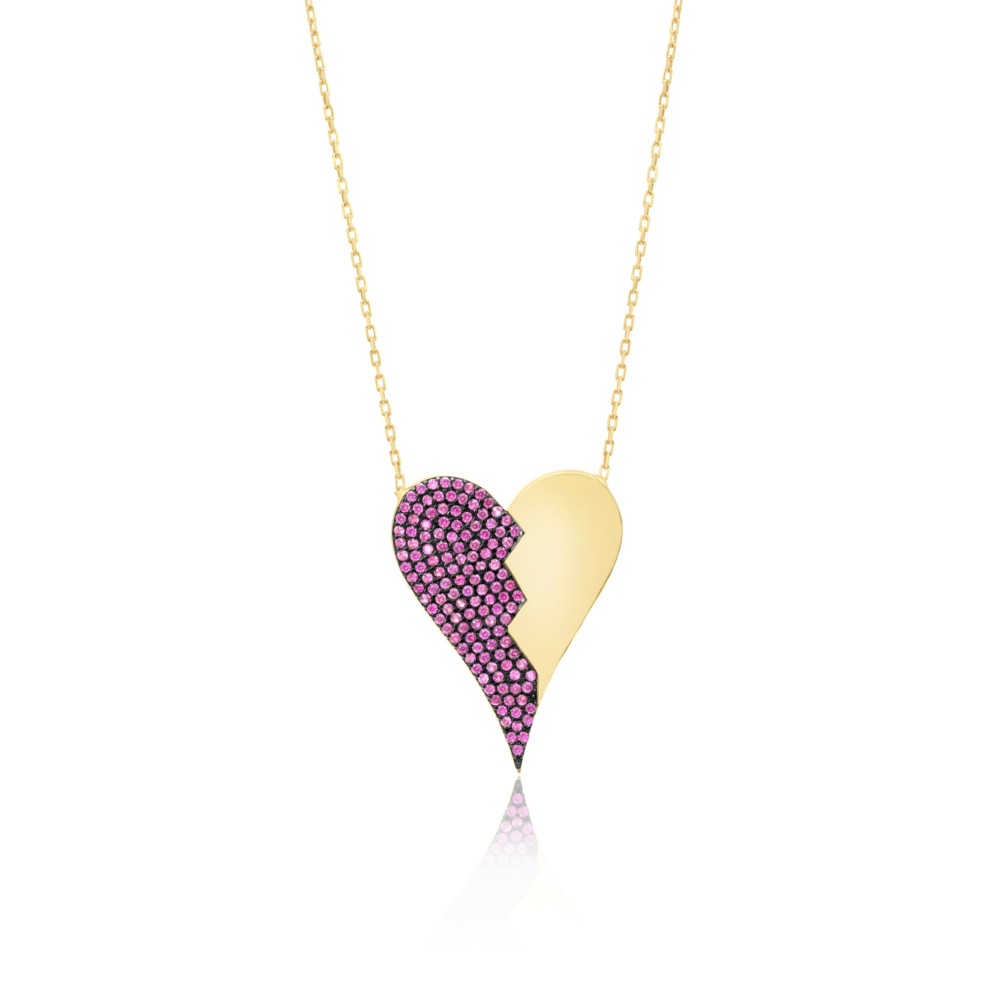 Half Pave Heart Necklace