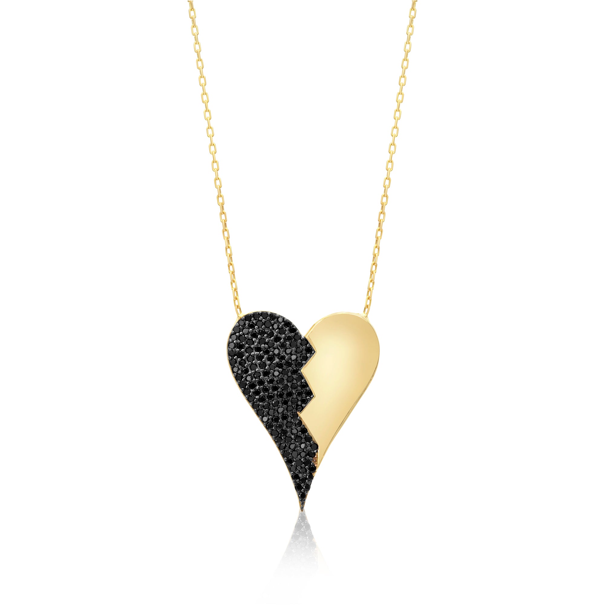 Half Pave Heart Necklace