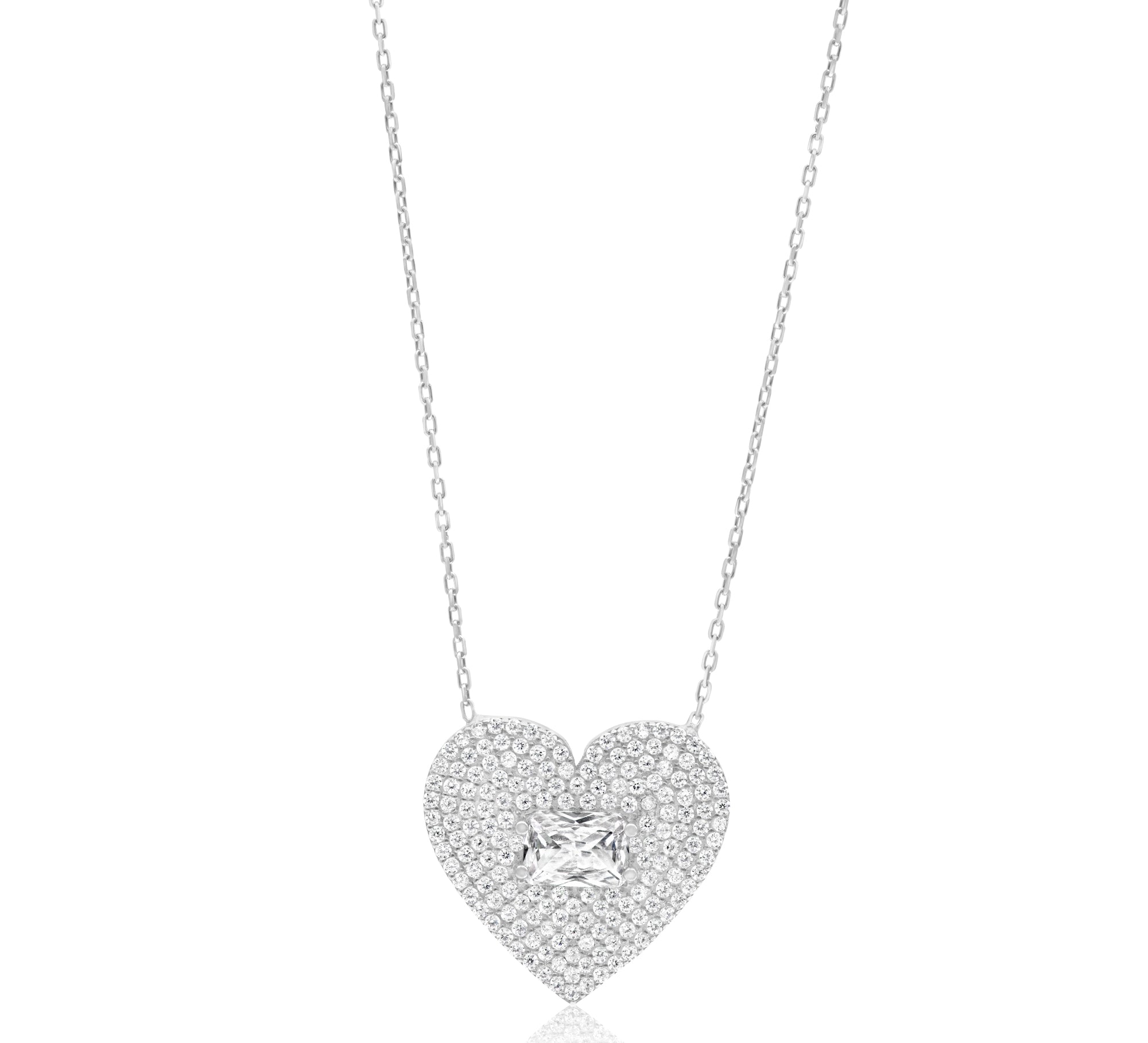 Pave Heart & Stone Necklace