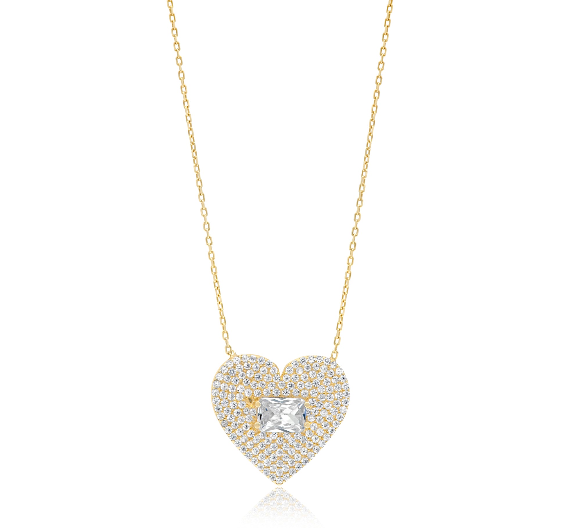 Pave Heart & Stone Necklace