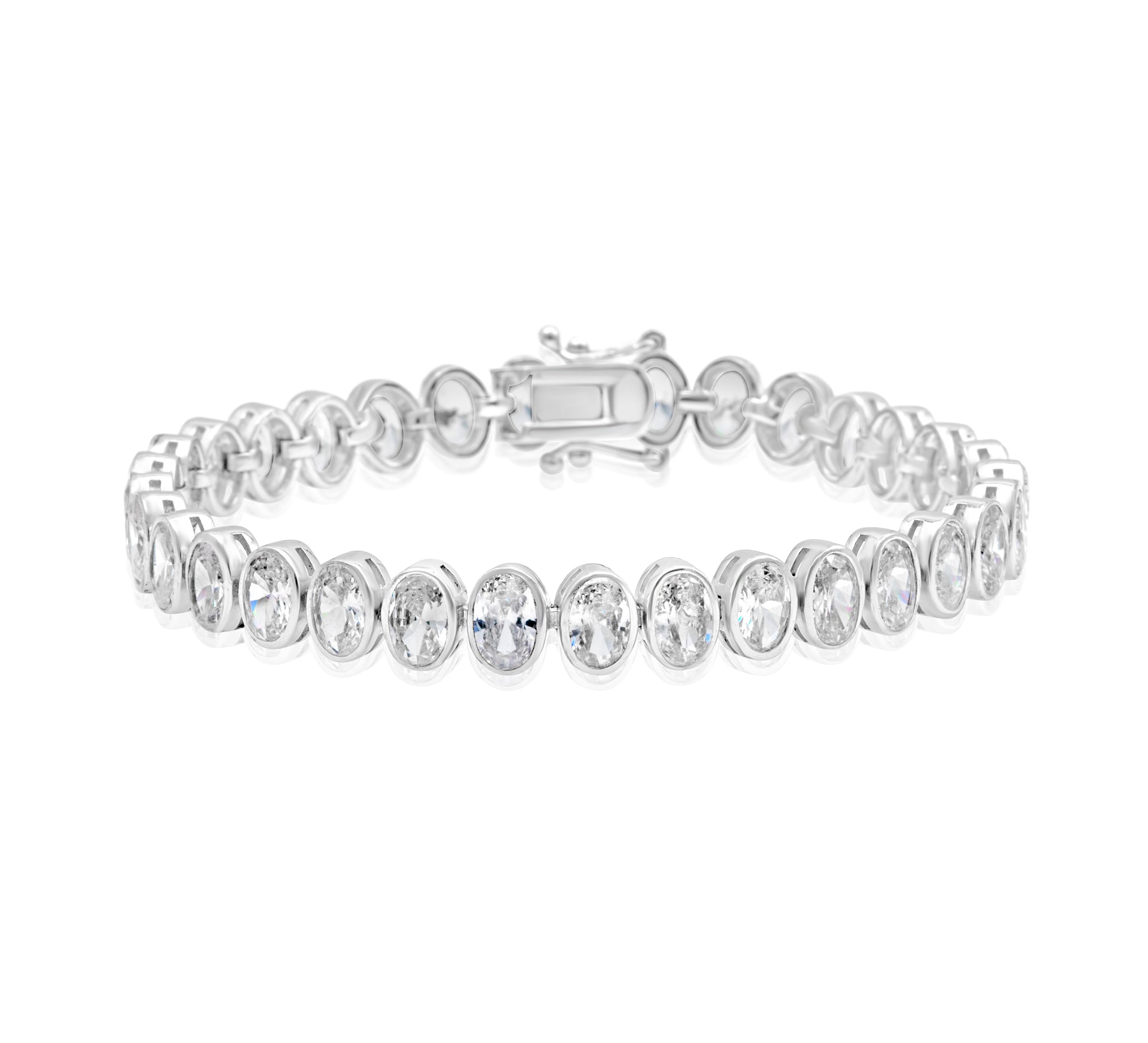 Bezel-Set Oval Tennis Statement Bracelet