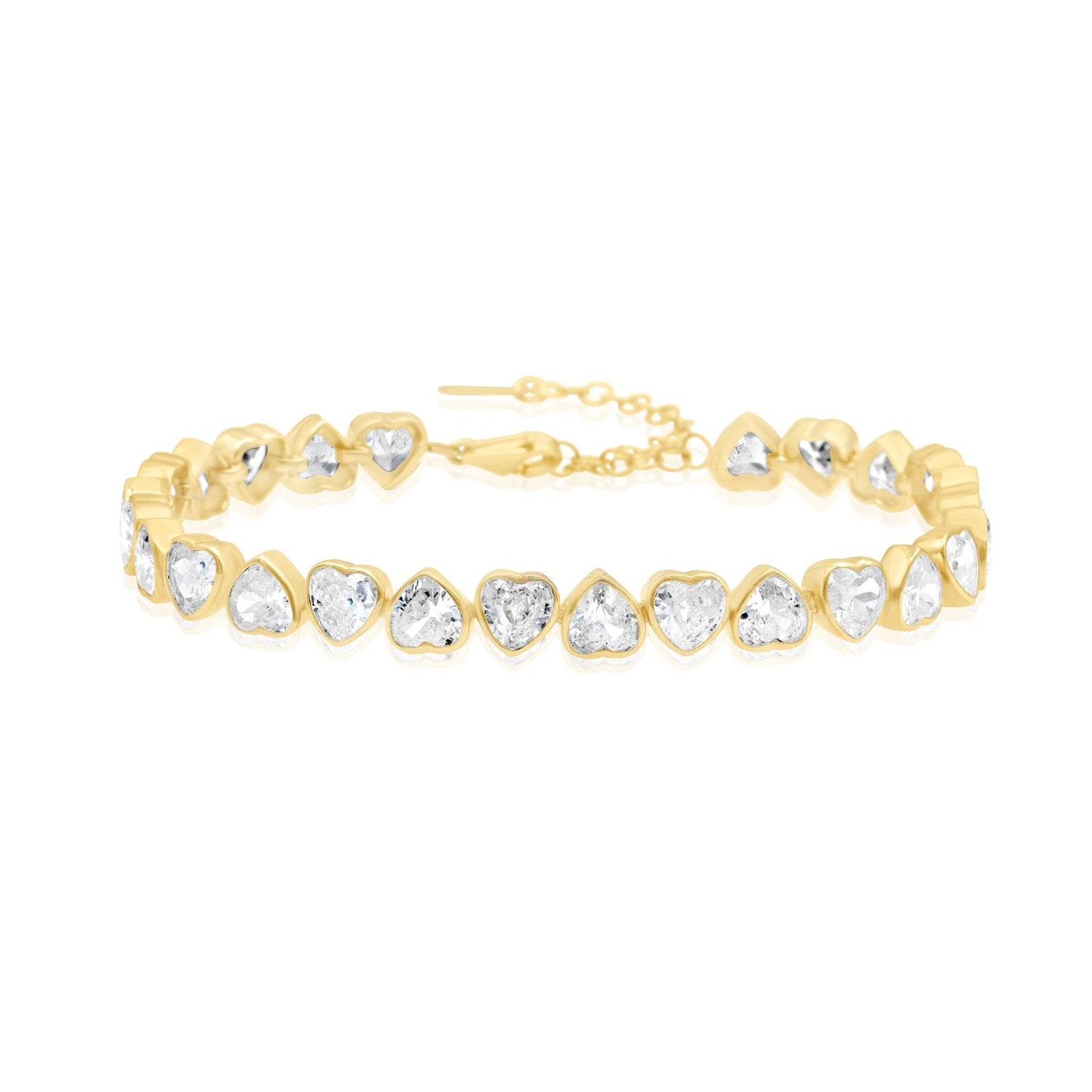 Alternating Bezel-Set Heart Tennis Bracelet