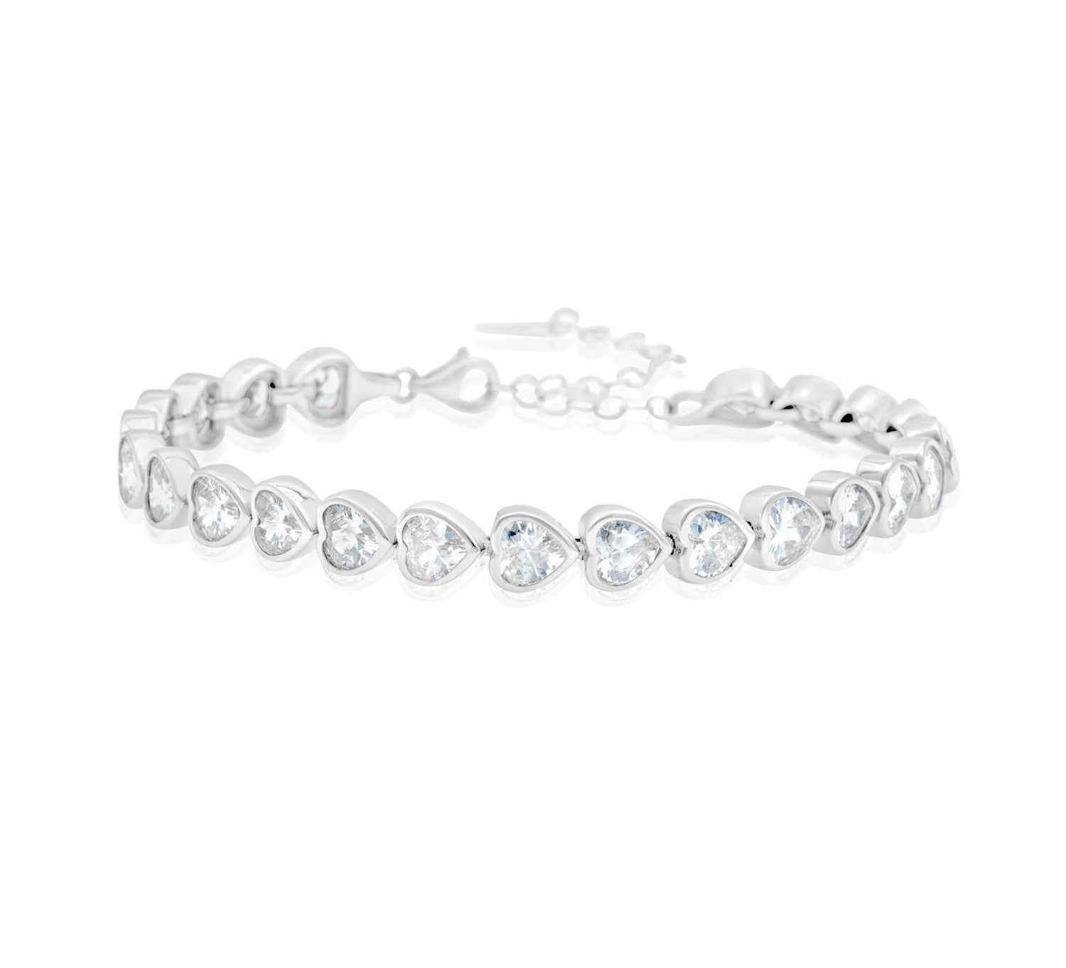 Bezel-Set Heart Tennis Bracelet