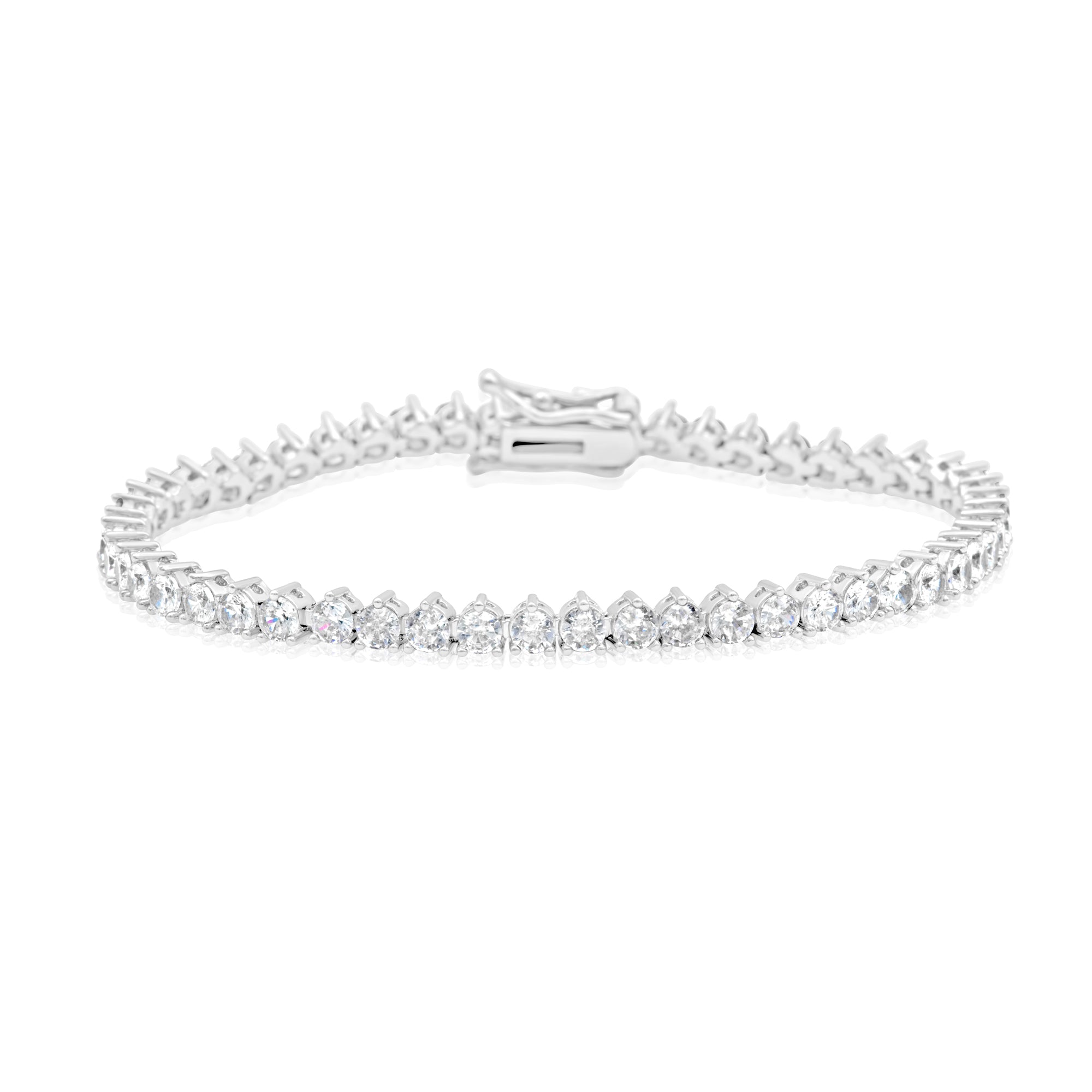 Three Prong 3mm Round Tennis Bracelet