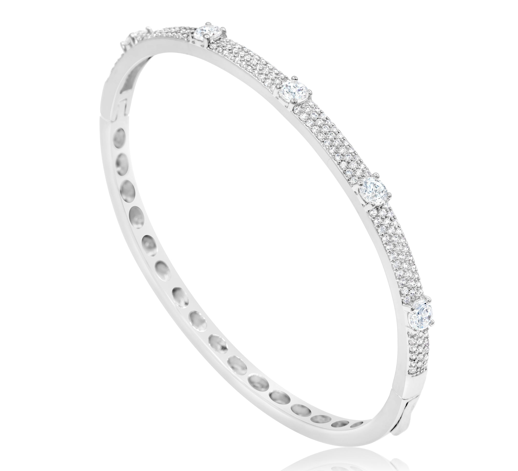 Slim Pave Round Stone Bangle