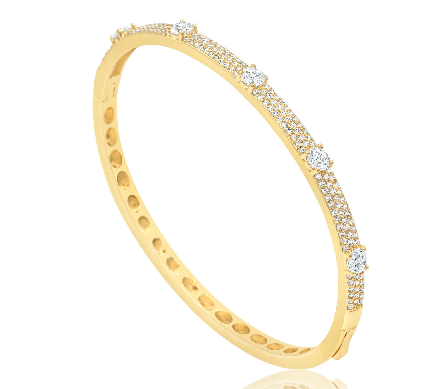 Slim Pave Round Stone Bangle