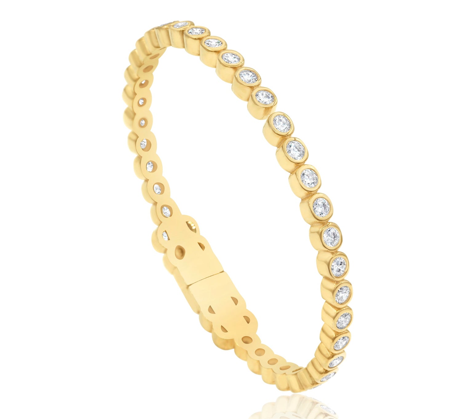 Round Bezel Open Bangle