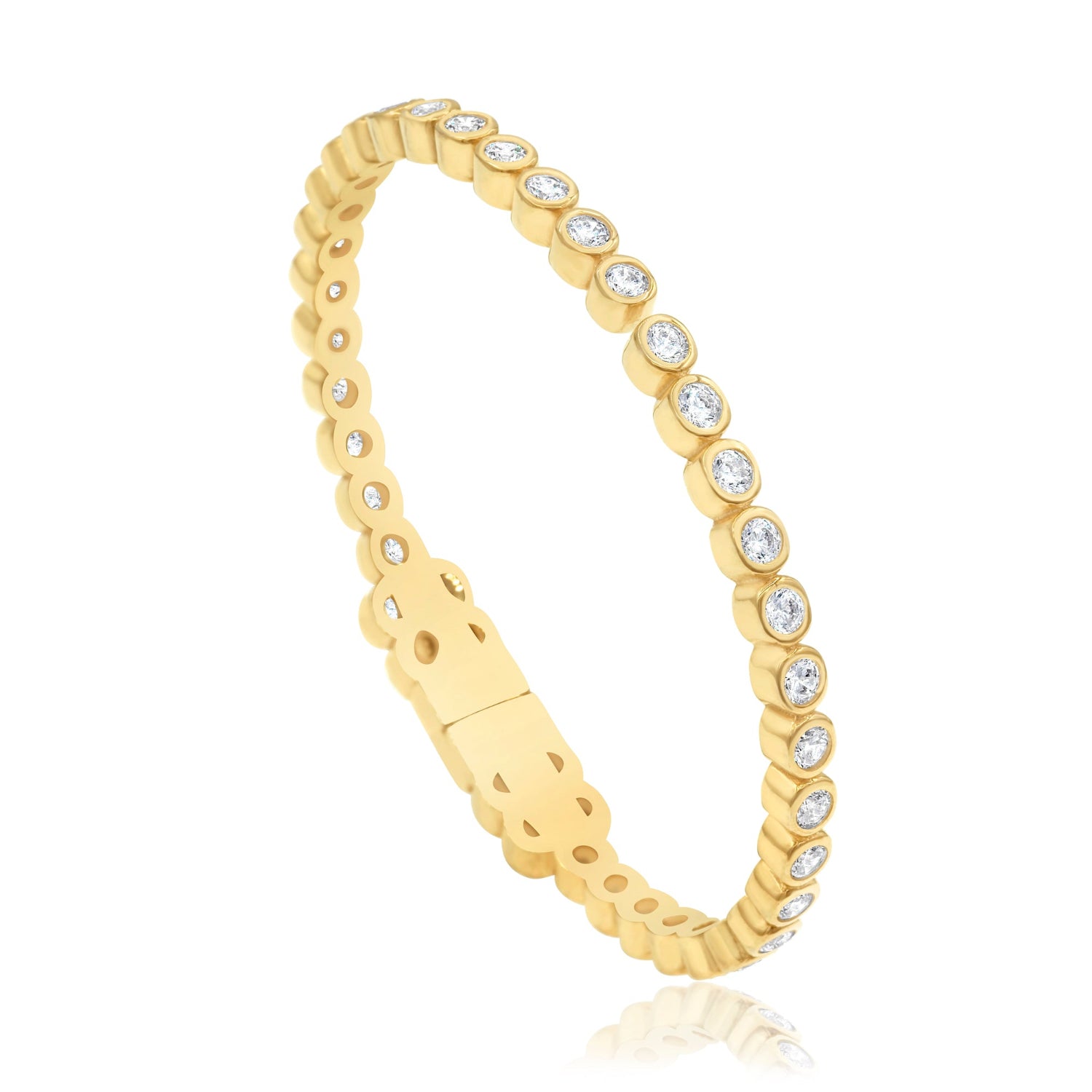 Round Bezel Open Bangle