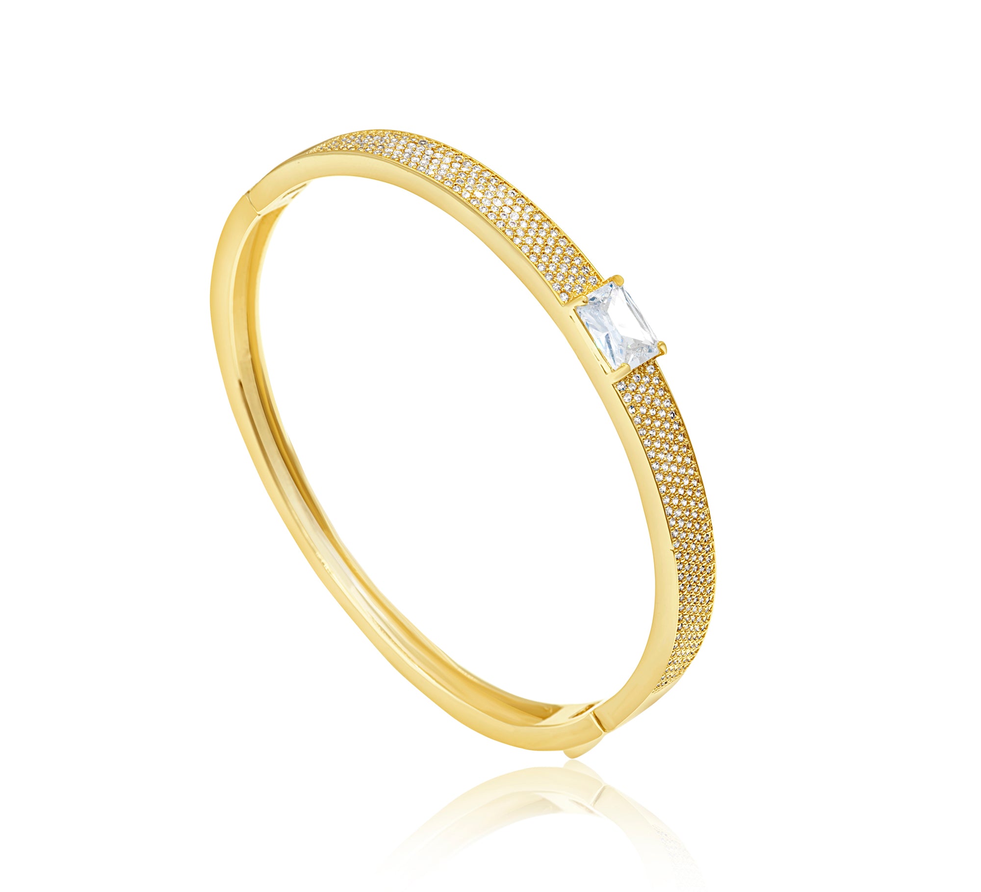 Pave Bangle with Center Stone