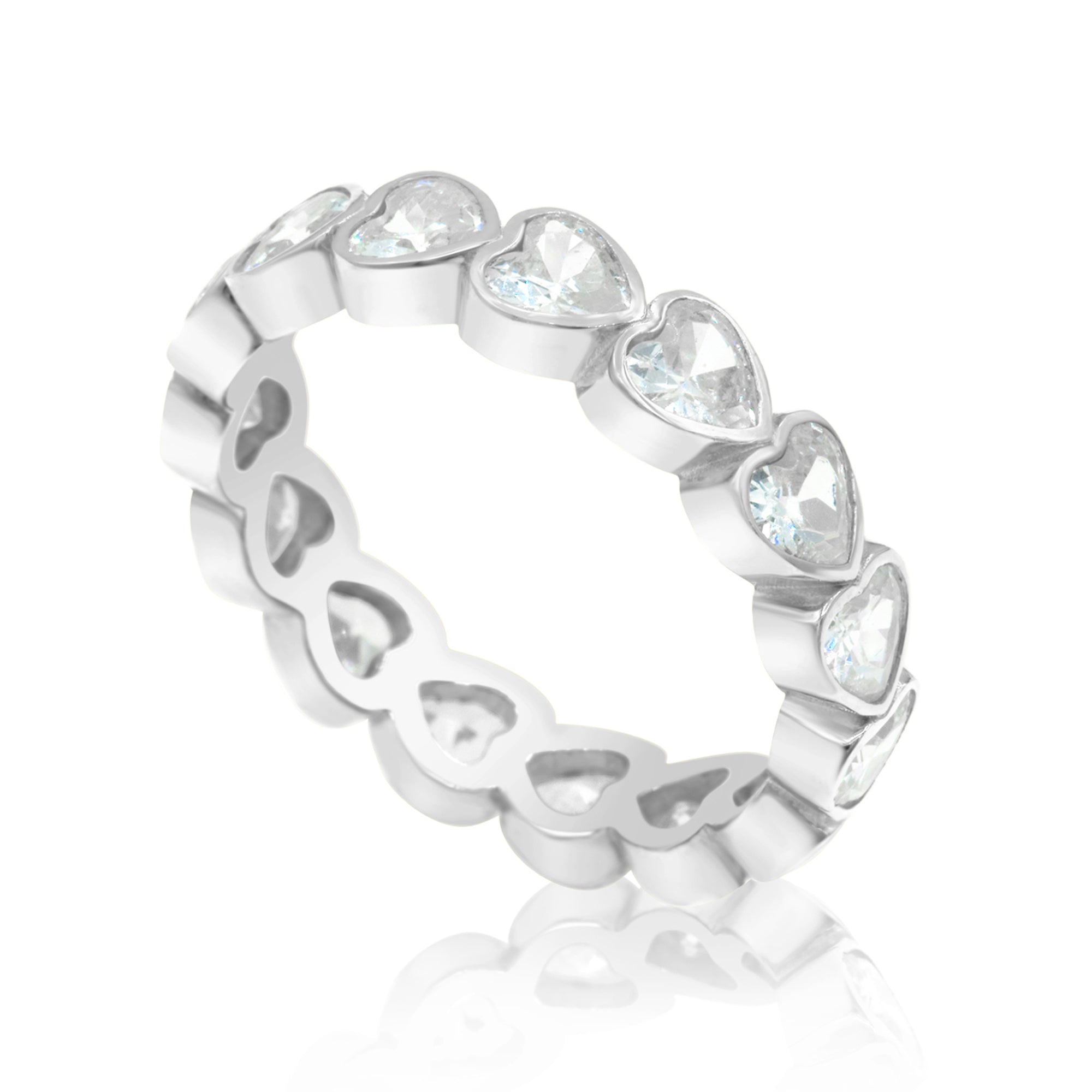 Heart Bezel-Set Eternity Band