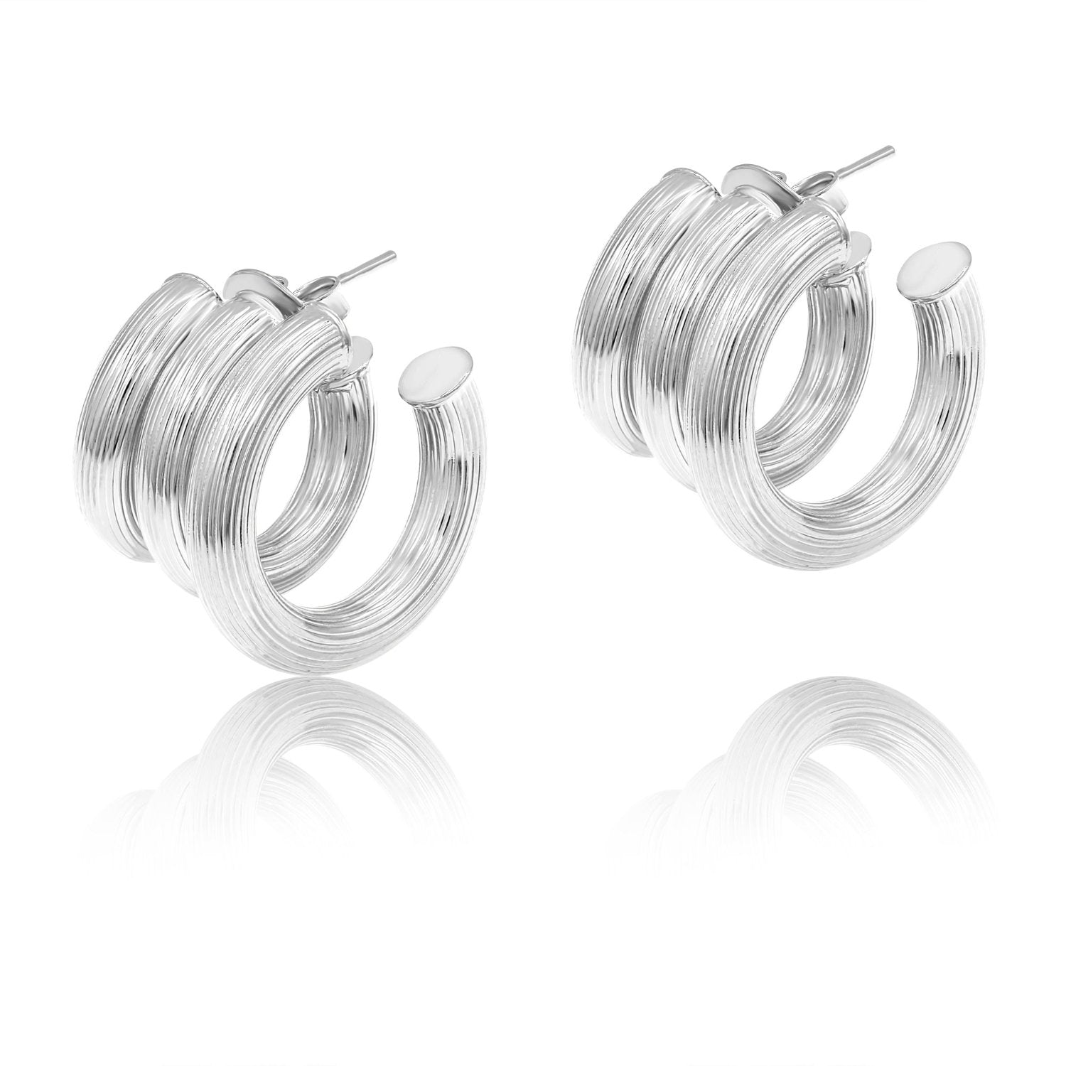 Triple Textured Hoops