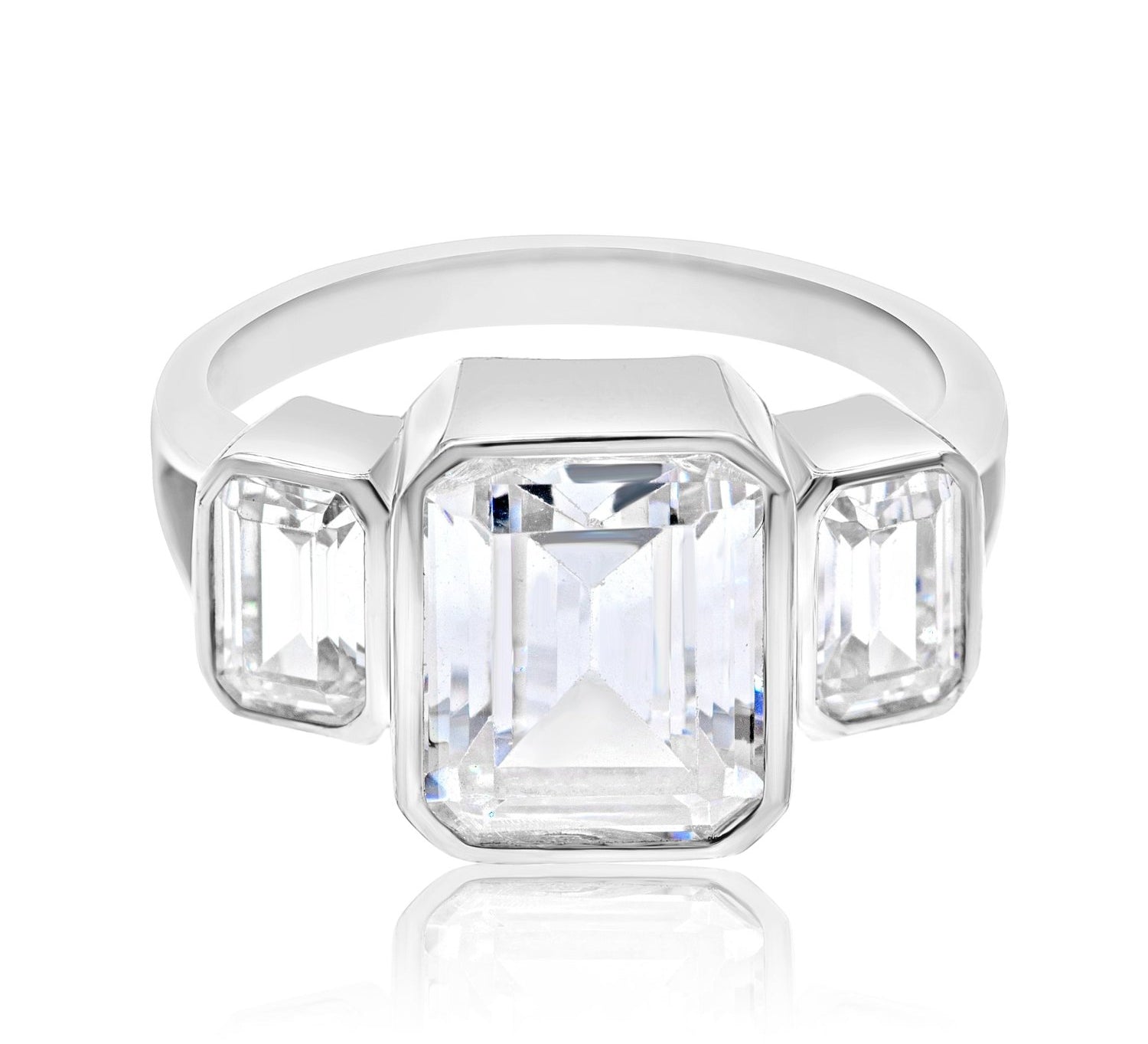 Three Stone Bezel-Set Statement Ring