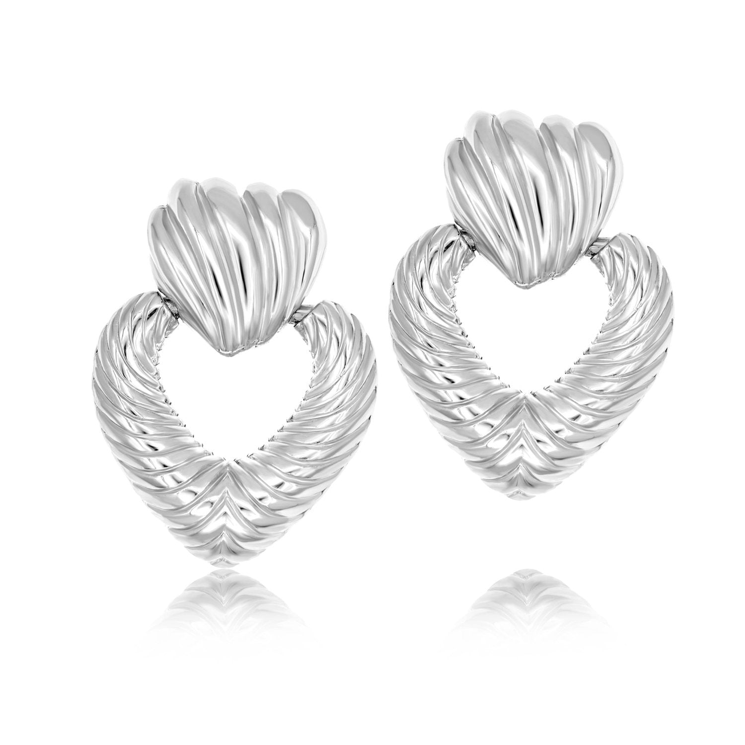 Textured Heart Drop Earrings