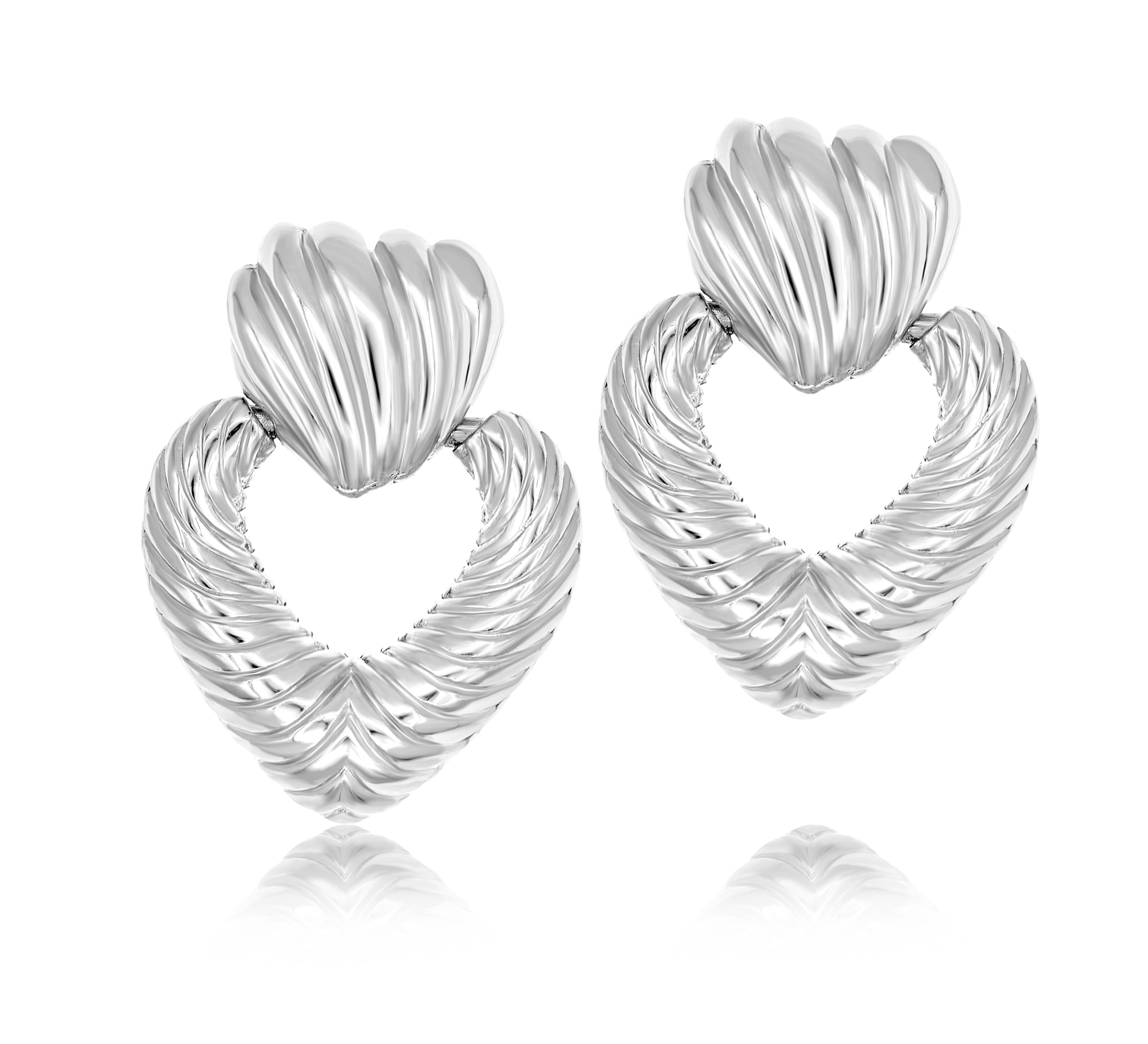 Textured Heart Drop Earrings