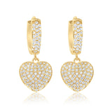 Pave Heart Dangling Earrings