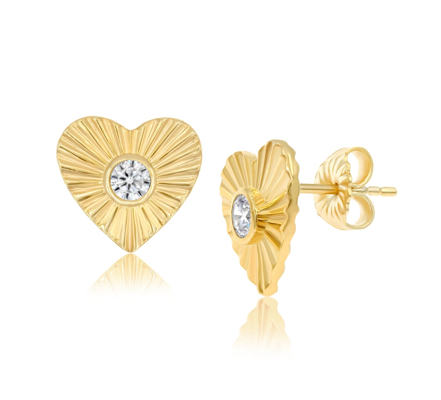 Fluted Heart Studs