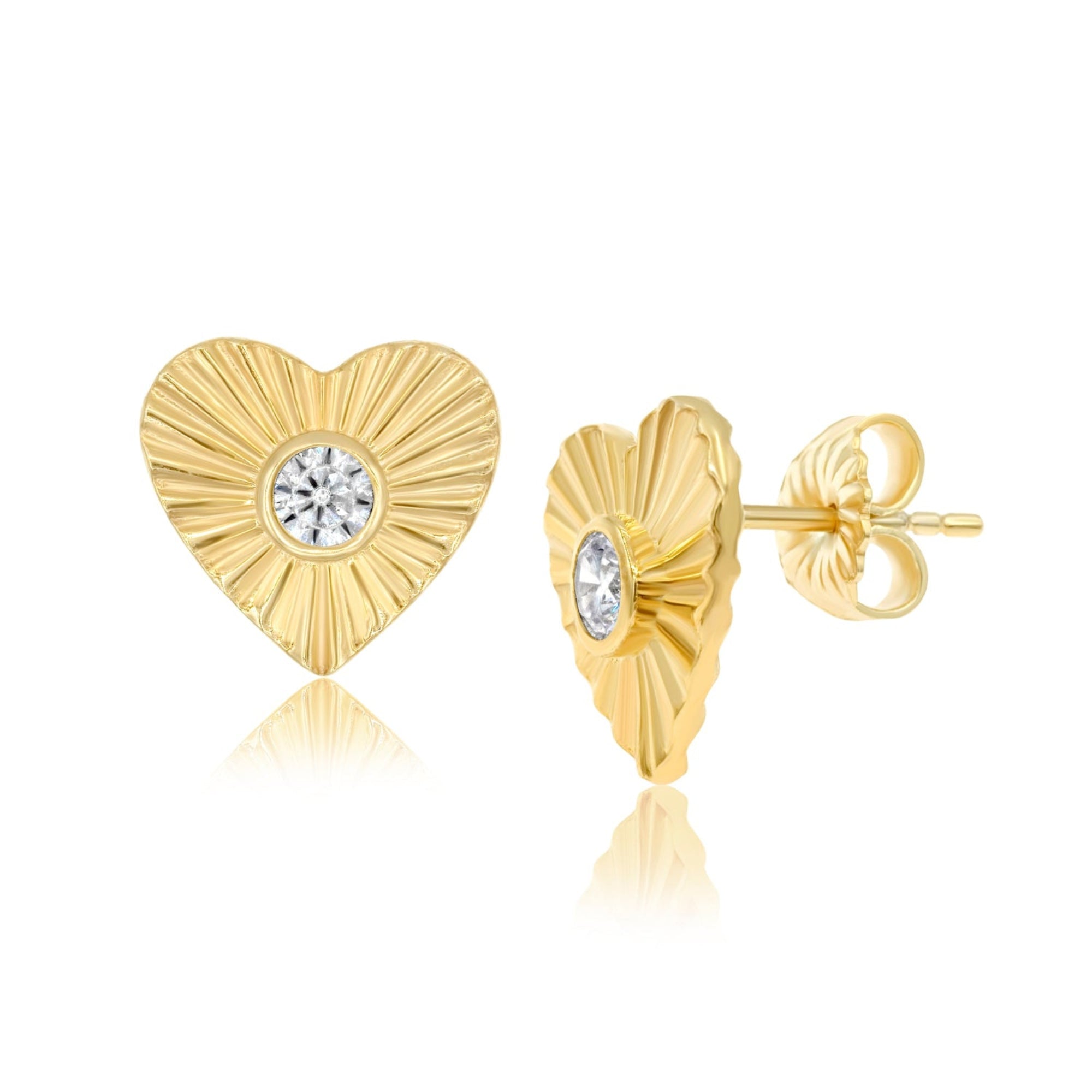 Fluted Heart Studs